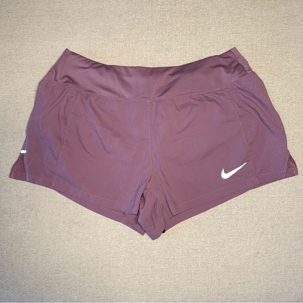 Nike Women's Plum Athletic Running Shorts with White Swoosh